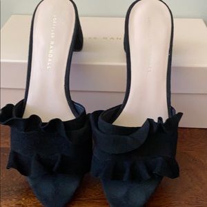 Loeffler Randall Black Suede Slides 7.5